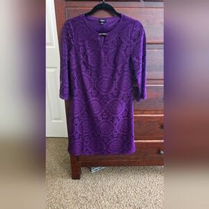 Women's Petite Purple Lace Dress